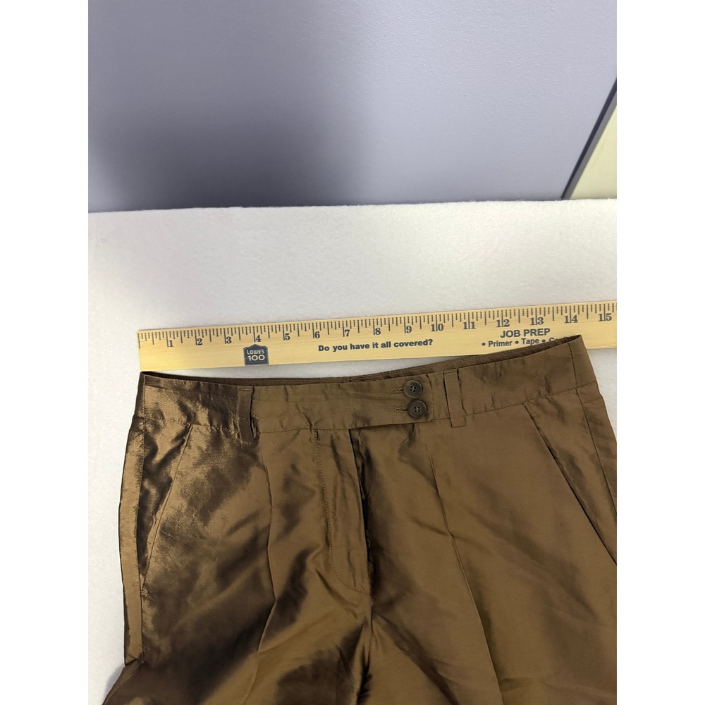 Rene Lezard Womens 100% Silk Wide Leg Trousers Bronze Brown Size 36 - Picture 6 of 6